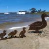 Duck family on beach - decorative artwork