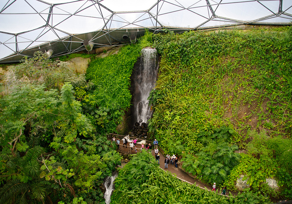 View from the viewing platform 100m above ground in the Tropical Biome  - Eden Project