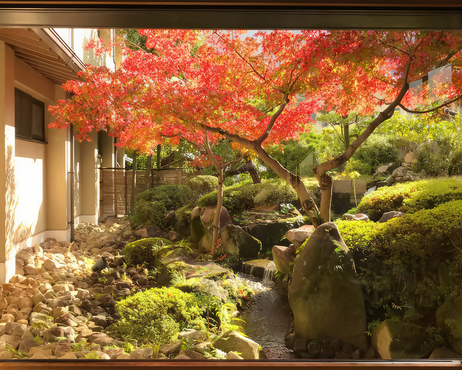 Acer palmatum through a window in Horoshima