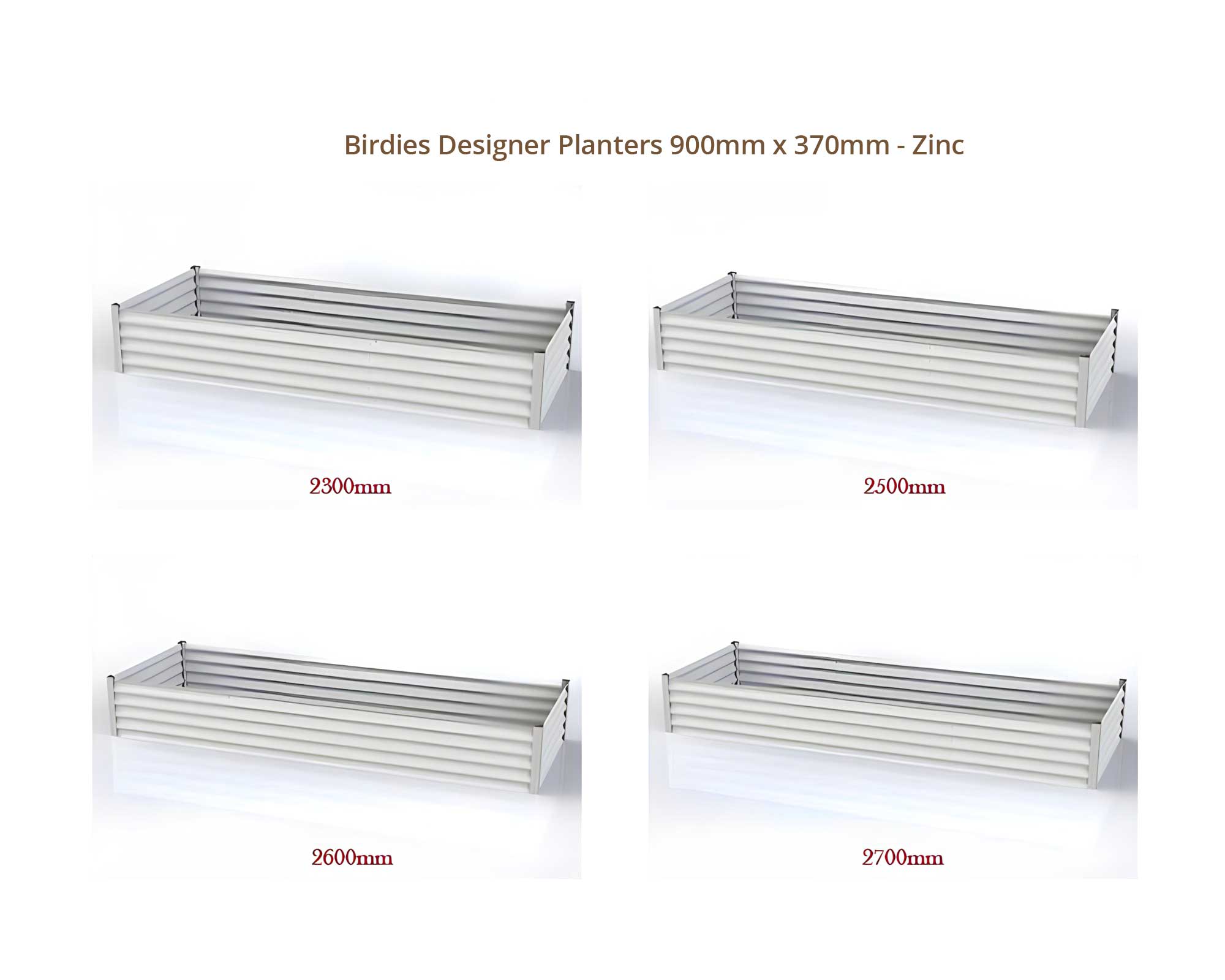 Birdies Designer Planters - 900mm Wide x 370mm High - Zinc