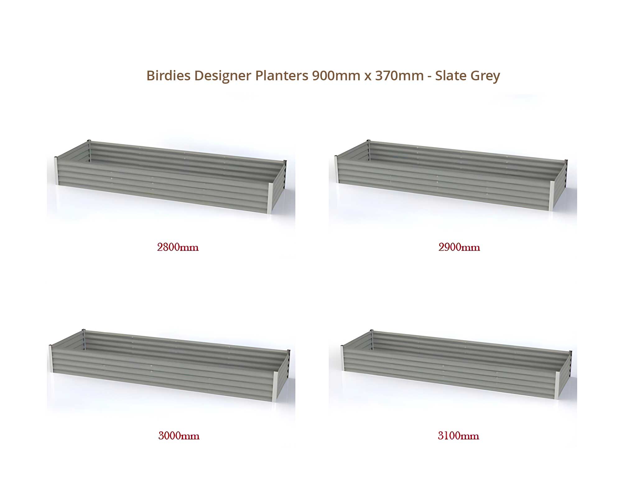 Birdies Designer Planters - 900mm Wide x 370mm High - Slate Grey