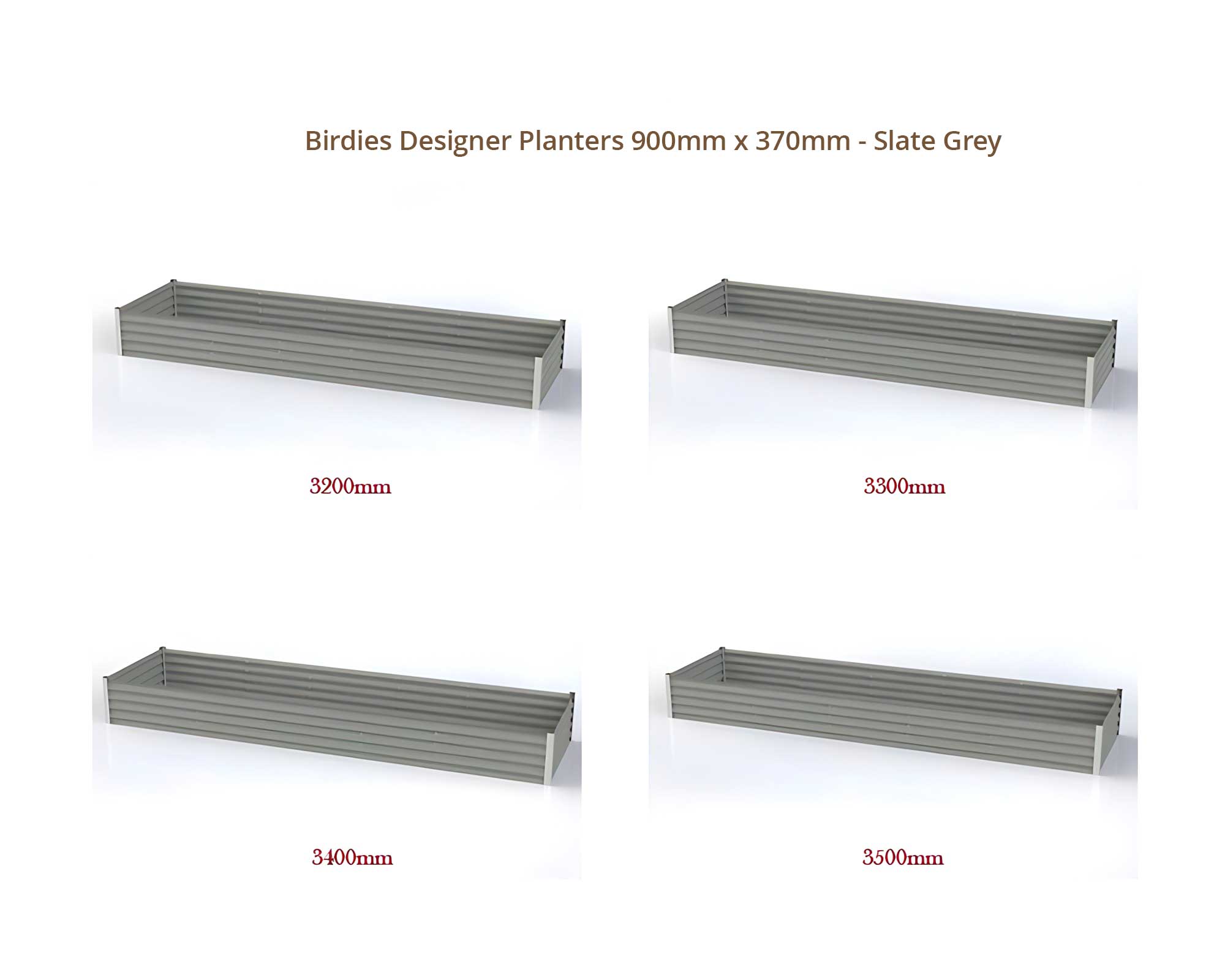 Birdies Designer Planters - 900mm Wide x 370mm High - Slate Grey