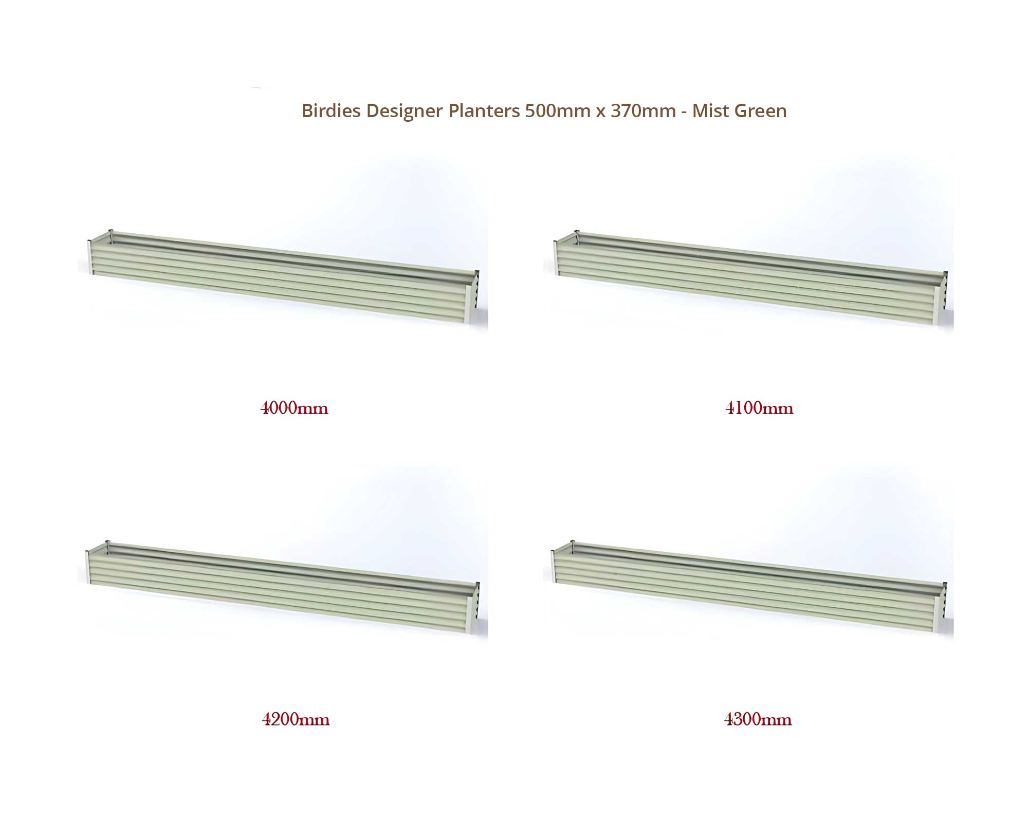 Birdies Designer Raised Bed Planter - 500mm Wide x 370mm High - Mist Green