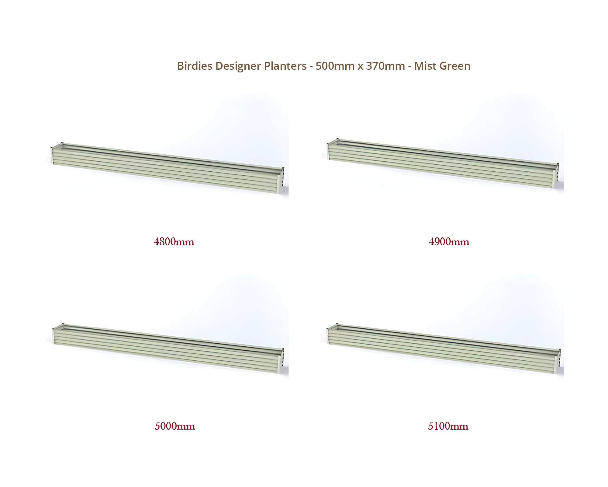 Birdies Designer Raised Bed Planter - 500mm Wide x 370mm High - Mist Green