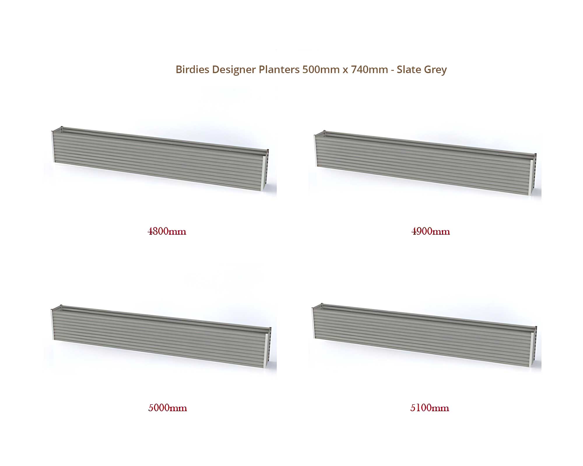 Birdies Designer Planters - 500mm Wide x 740mm High - Slate Grey
