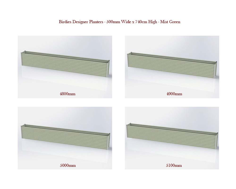 Birdies Designer Planters - 500mm Wide x 740mm High - Mist Green
