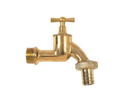 With 3/4 inch thread size and Telflon sealing tape - MINItank Brass and Chrome 3/4" Tap