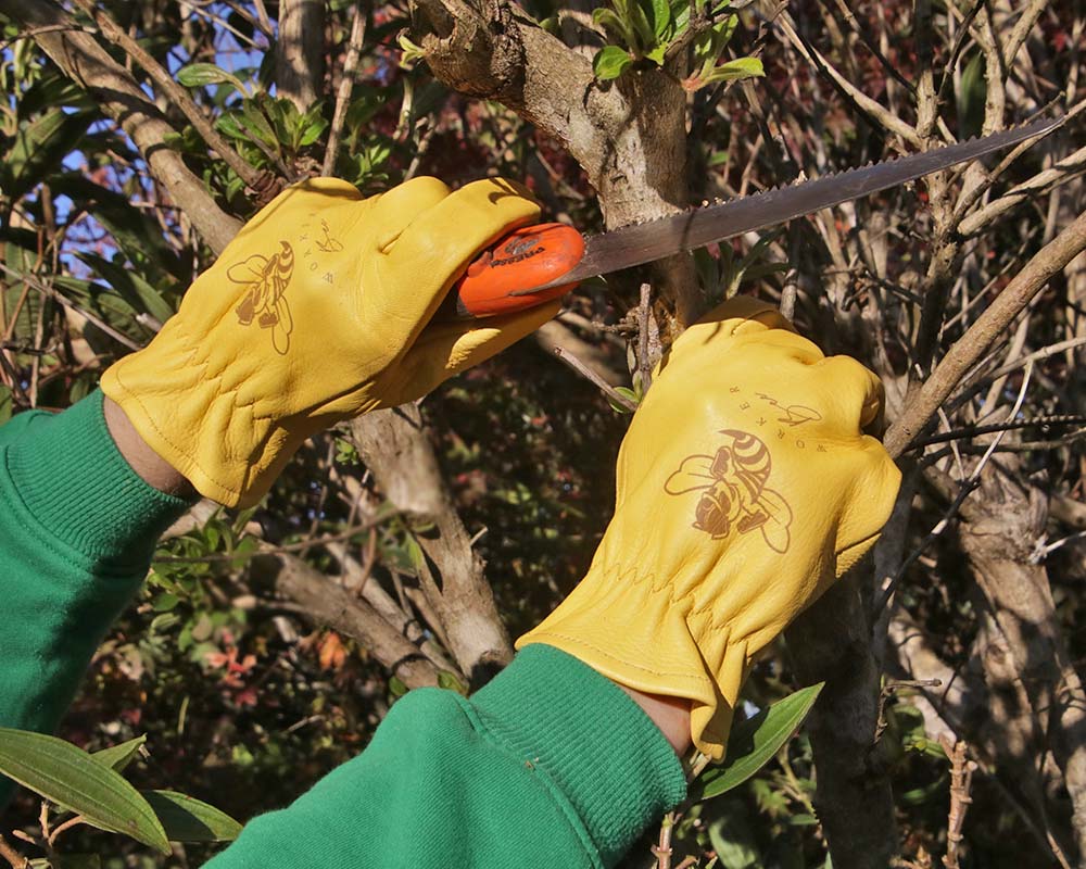 Worker Bee Garden Gloves in use