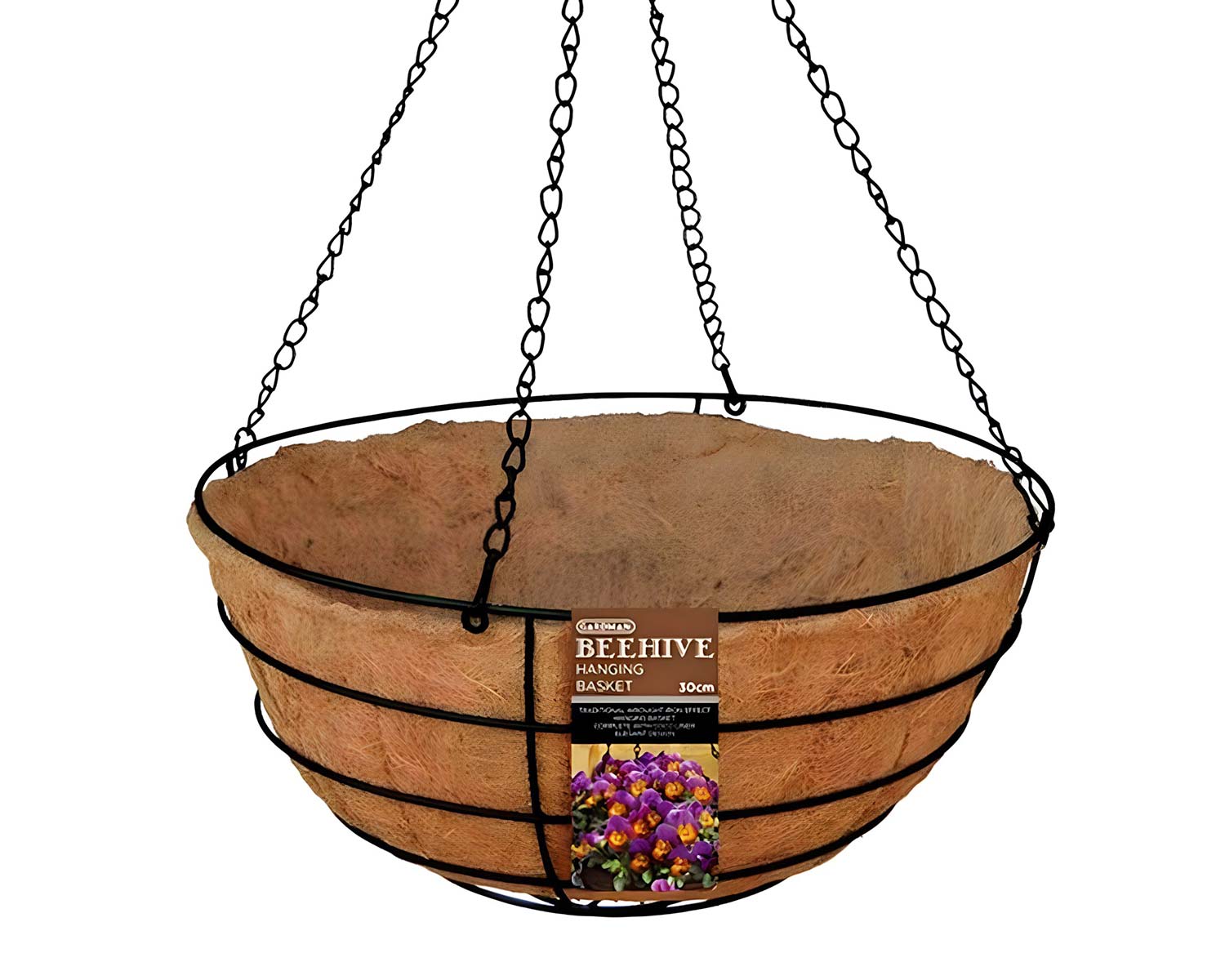 Beehive hanging basket with coir liner - 30cms