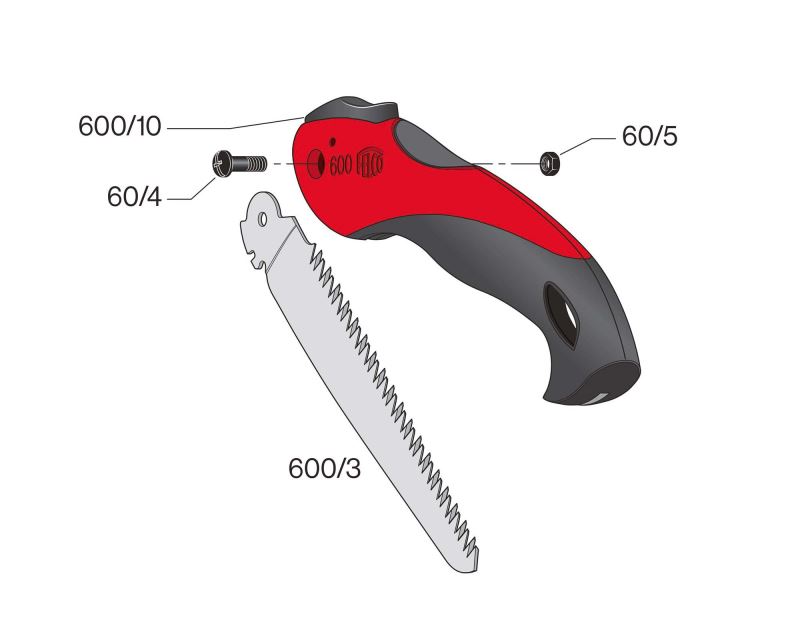 Exploded diagram of Felco 600 folding saw - showing the 600/3 being the replacement blade