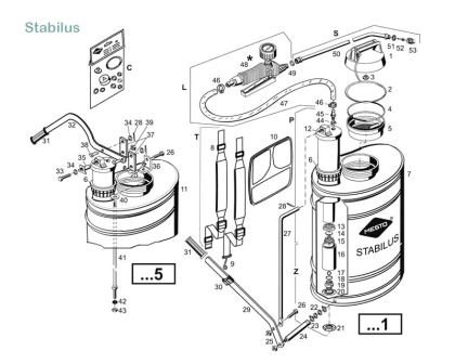 Stabilus - model#3541 - exploded diagram of parts