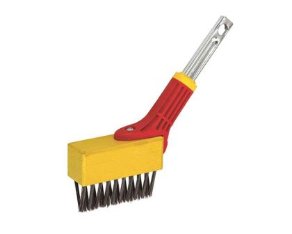 Steel bristled brush for cleaning and weeding paver joints and edges - great tool, simple yet innovative. Wolf tools