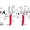 Exploded diagram showing the parts of the Felco2 secateur - the part in question here is the 2/4 which is the anvil blade - not the cutting blade