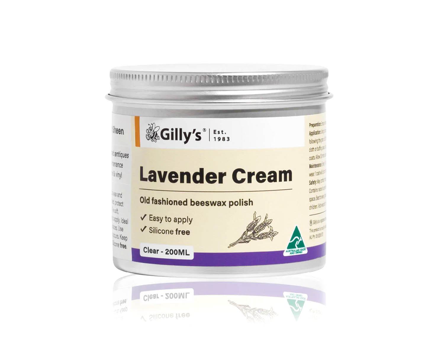 Cream Polish - Old Fashioned Beeswax Polish - Lavender Scent - 250ml - Gilly's ®