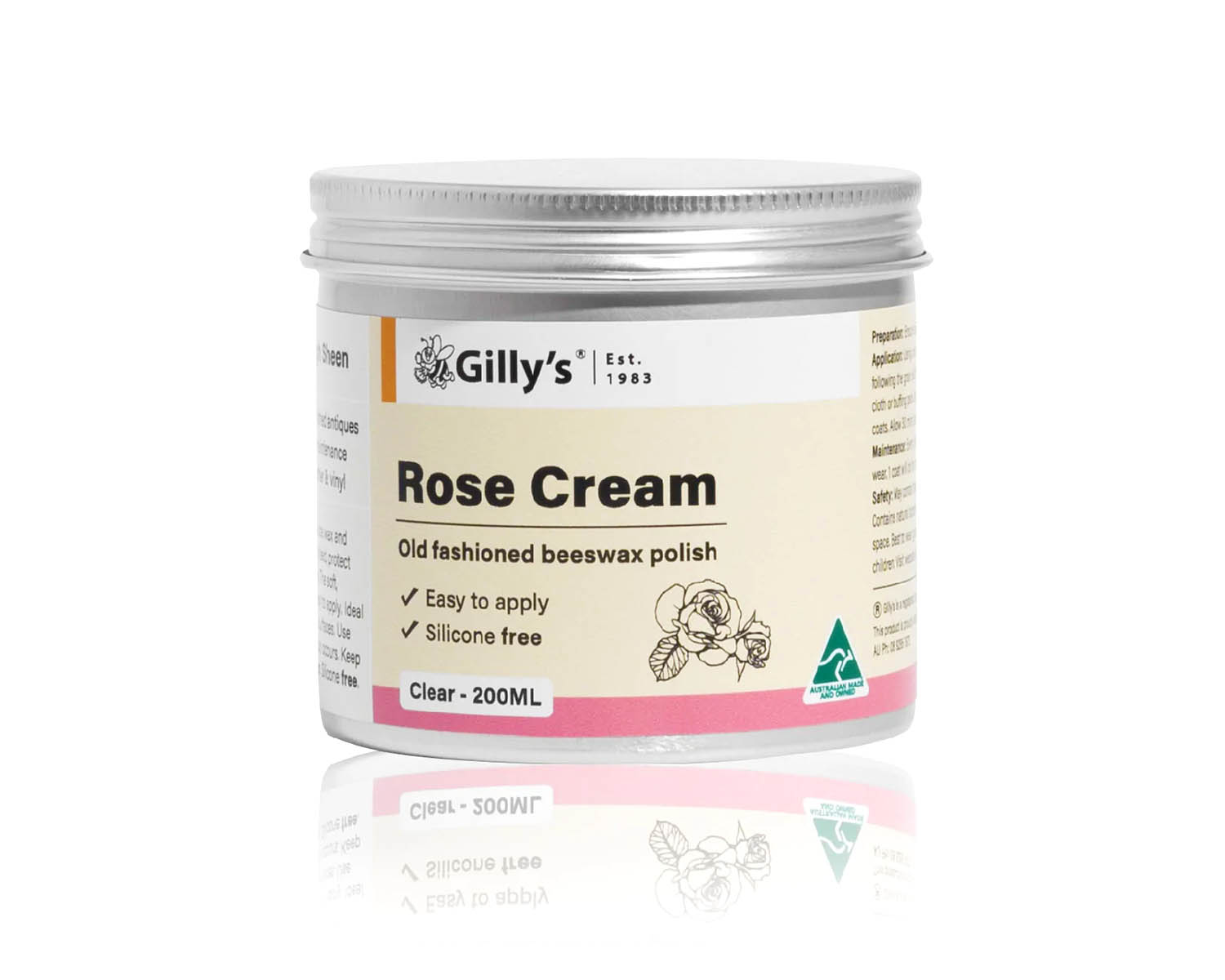 Cream Polish - Old Fashioned Beeswax Polish - Rose Scent - 250ml - Gilly's ®