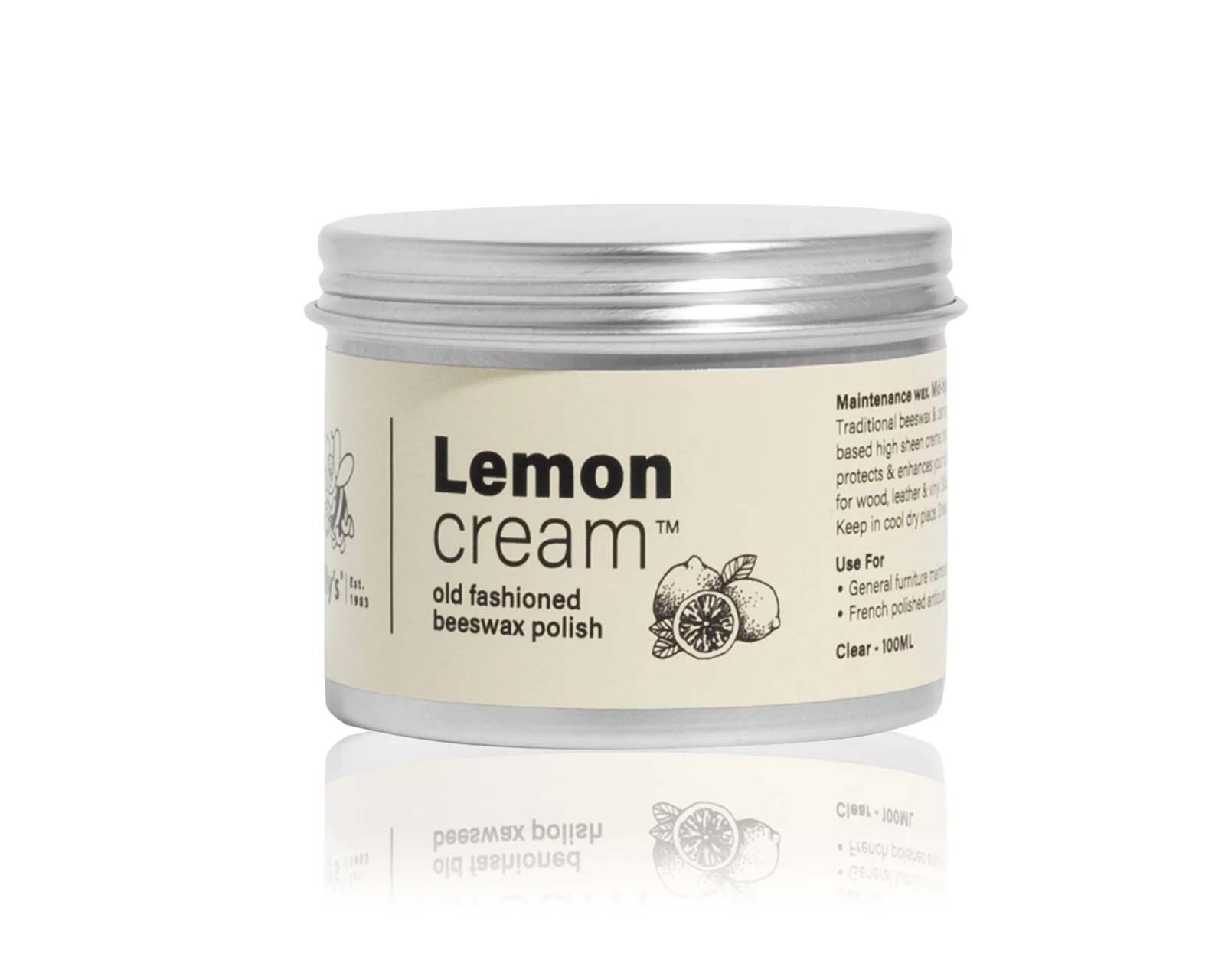 Cream Polish - Old Fashioned Beeswax Polish - Lemon Scent - 100ml - Gilly's ®