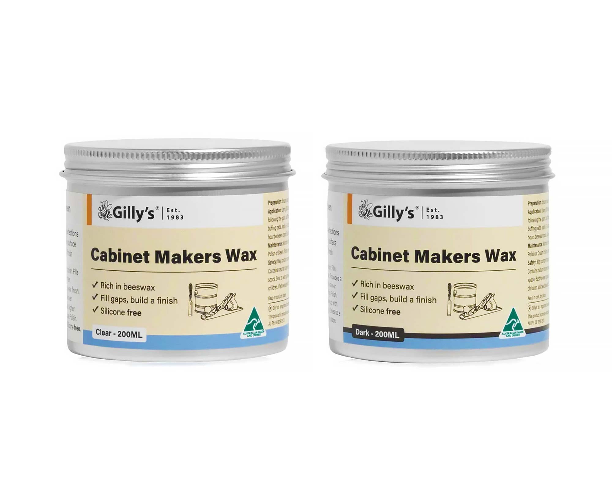 Cabinet Maker's Wax - Dark and Clear - Gilly's ®
