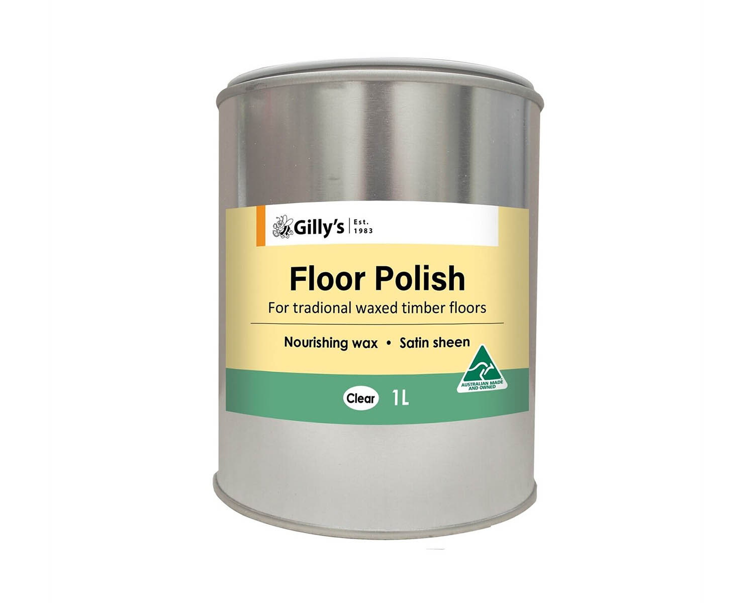 Gilly's Floor Polish, Clear Wax for Pale Wood - one litre can