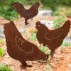 Rooster and two hens, whimsical decorative garden art