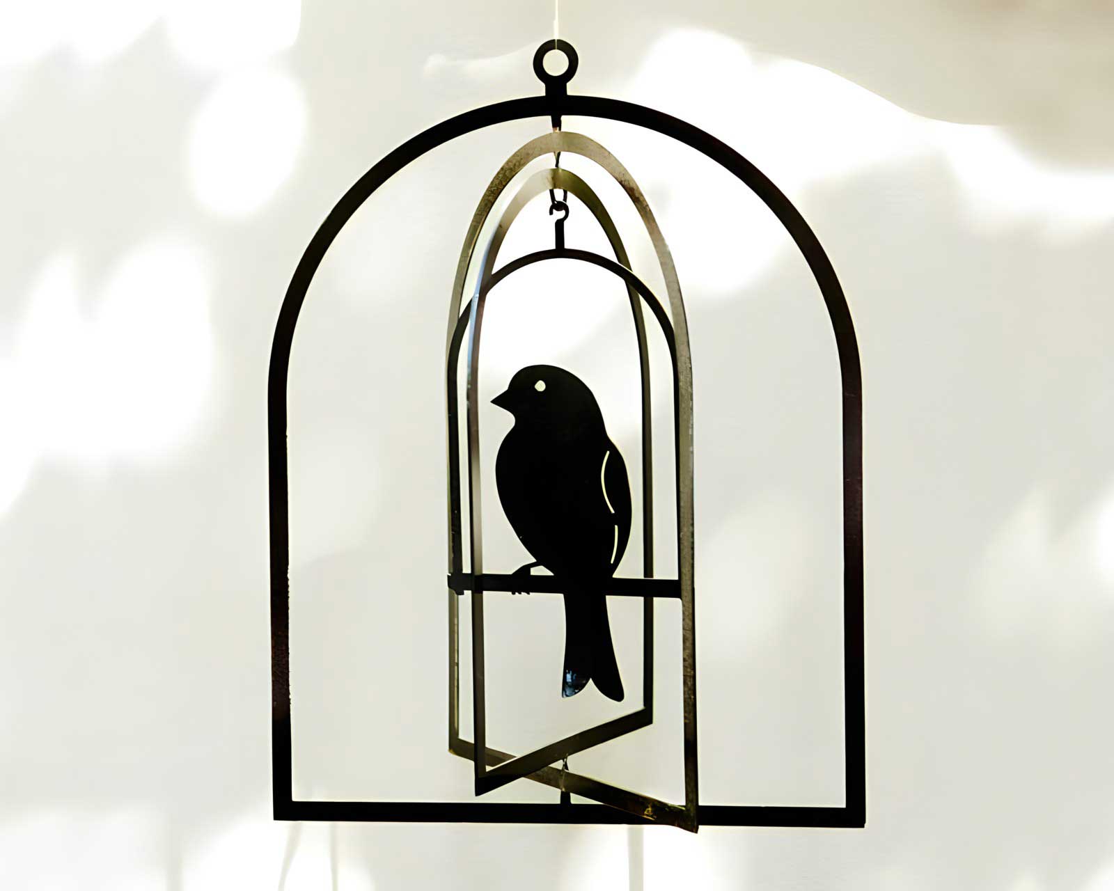 Bird in Bell Cage - Decorative Garden Art