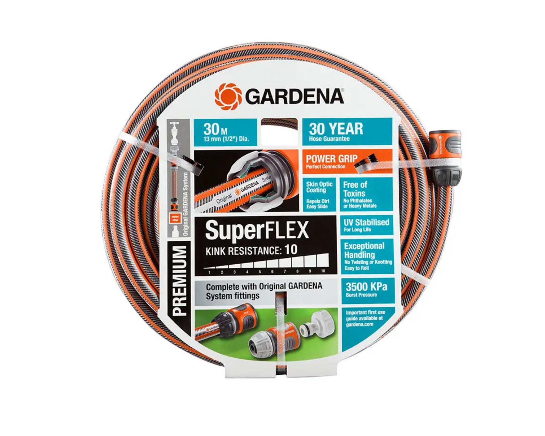 Gardena SuperFlex Premium fitted hose 30m