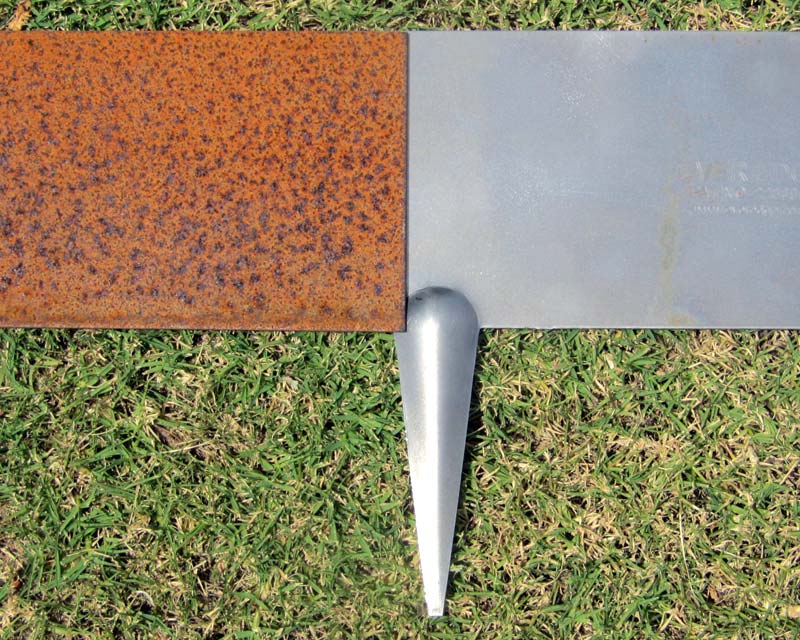 Everedge Cor-Ten, before and after the protective coat of rust forms.
