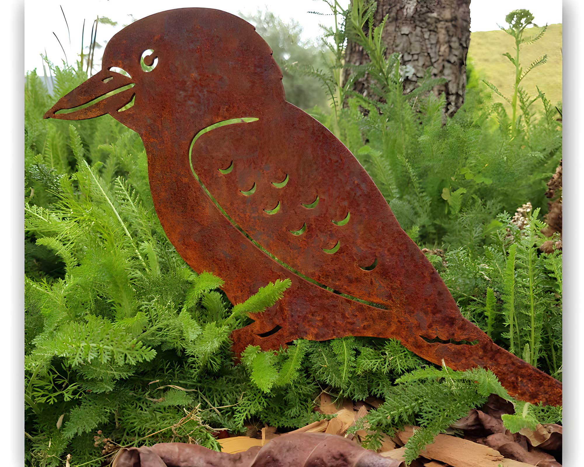 Kookaburra - decorative garden art in Corten Steel