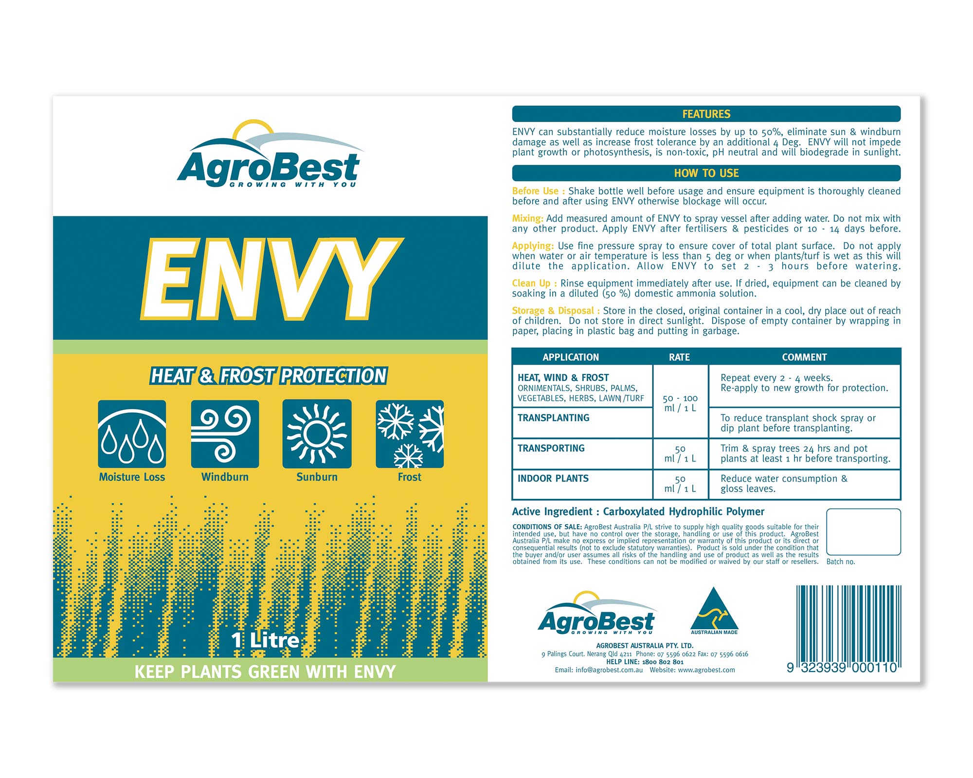 Envy Anti-transpirant spray - heat and frost protection for your plants