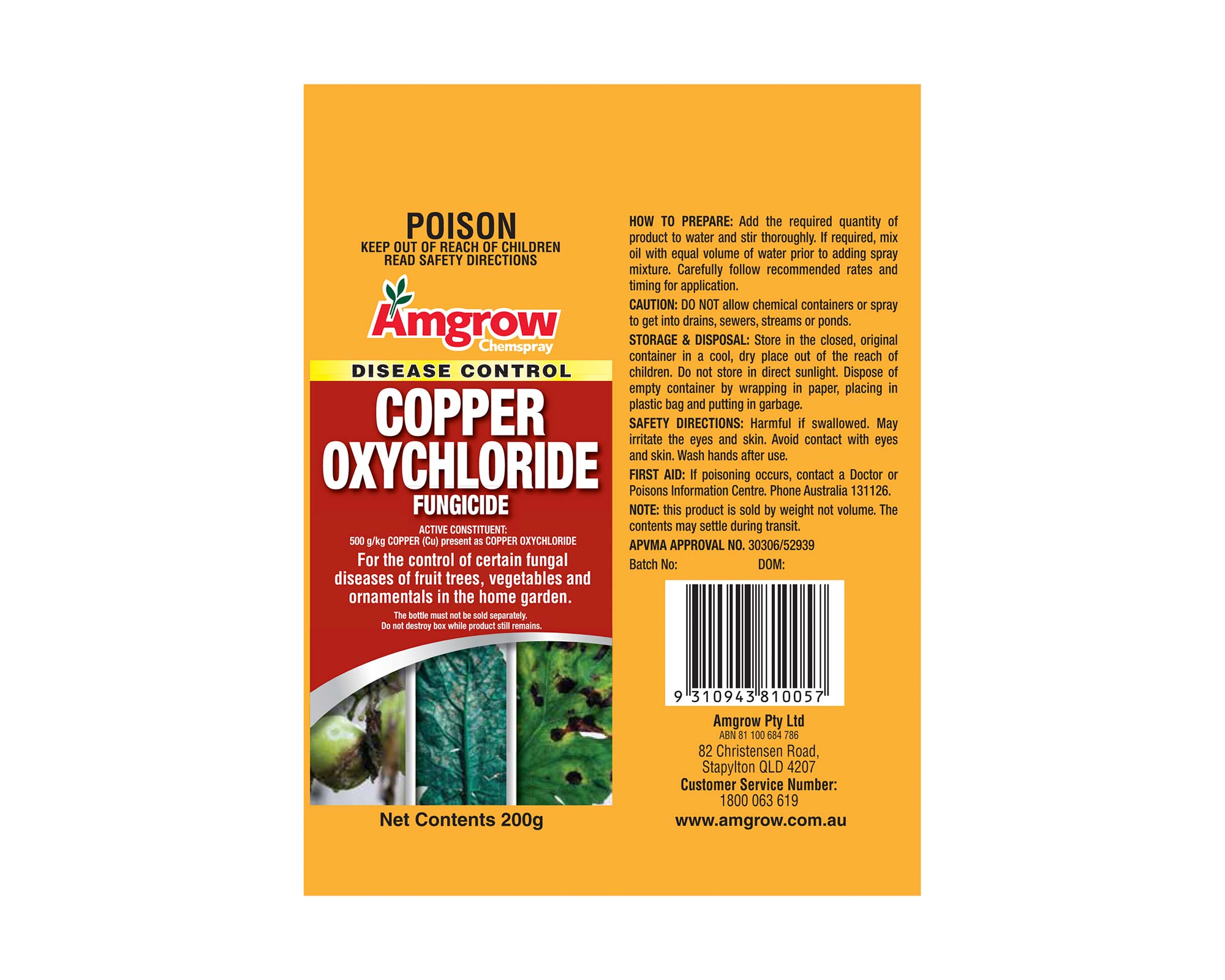 Copper Oxychloride Fungicide Amgrow - label