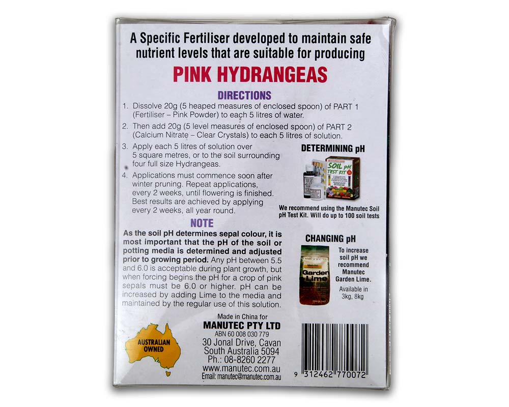 Hydrangea Pinking Manutec - rear panel