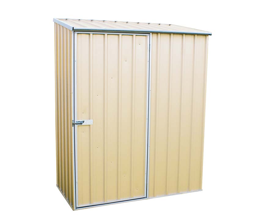 ABSCO Single Door Shed 152cm wide x 78cm deep and 195cm tall in Merino (Cream)