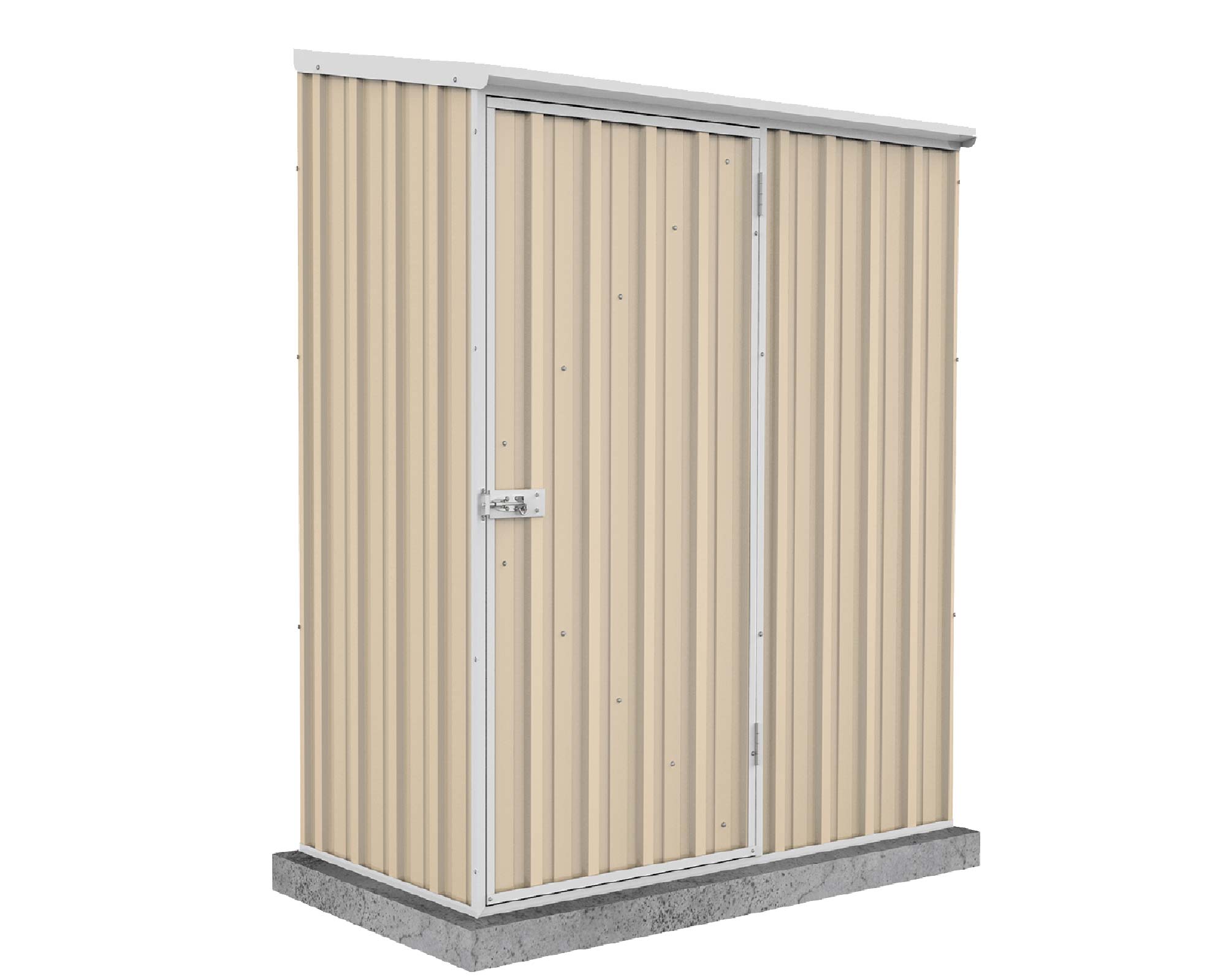 ABSCO Single Door Shed 152cm wide x 78cm deep and 195cm tall in Cream