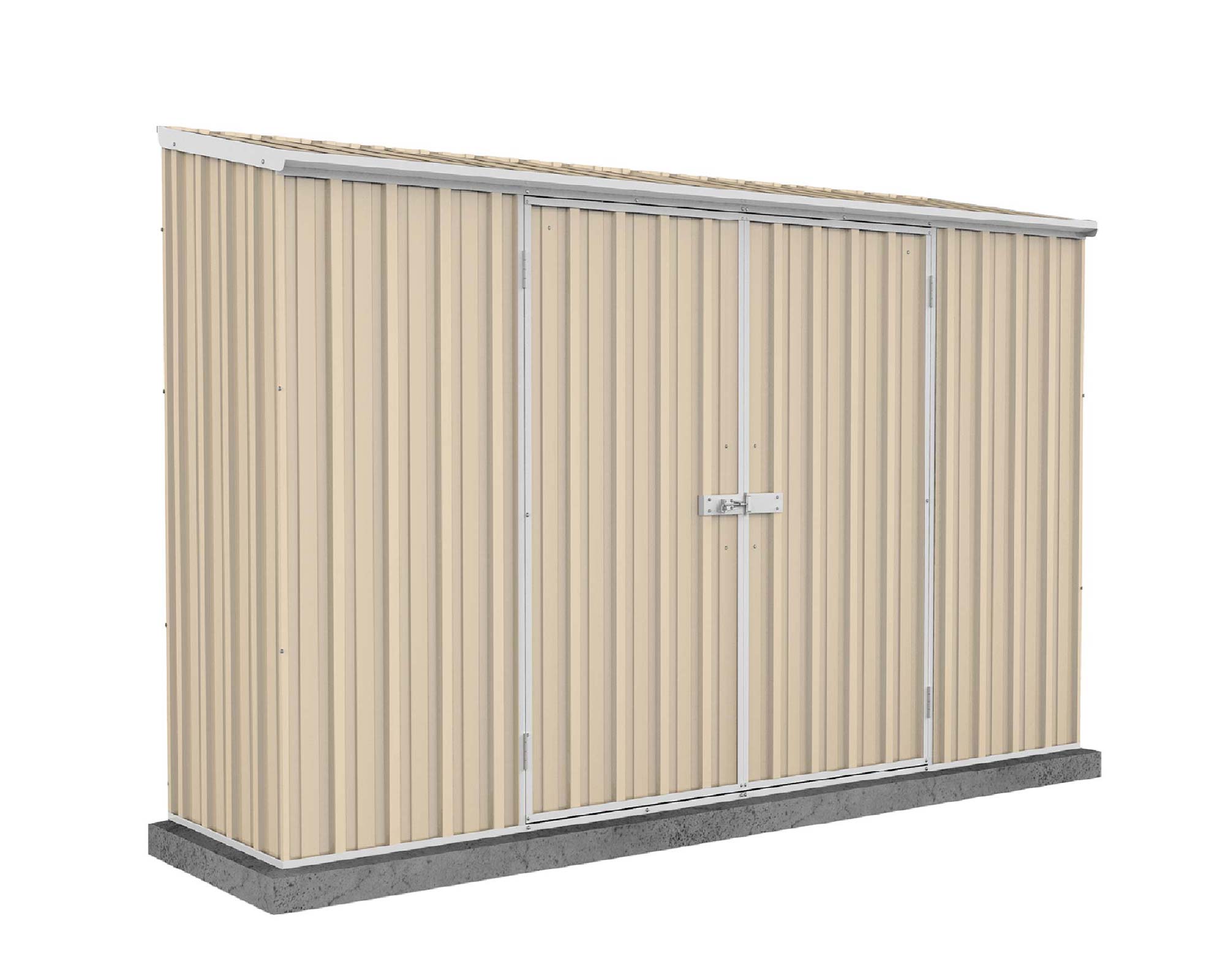 Economy Space Saver Shed 300cm wide  x 78cm deep  x 195cm tall in Cream ABSCO
