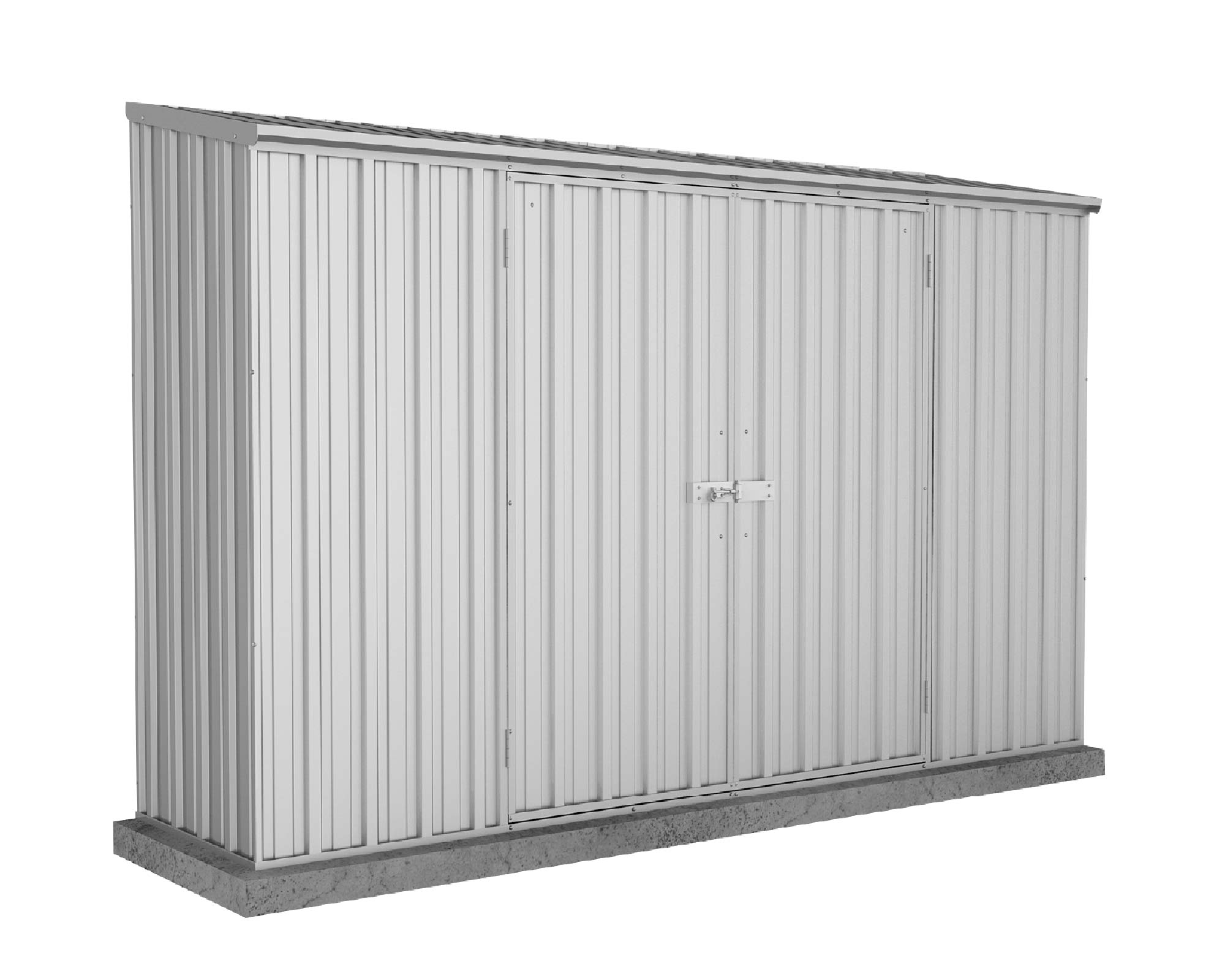 Economy Space Saver Shed 300cm wide  x 78cm deep  x 195cm tall in Zincalume© - ABSCO