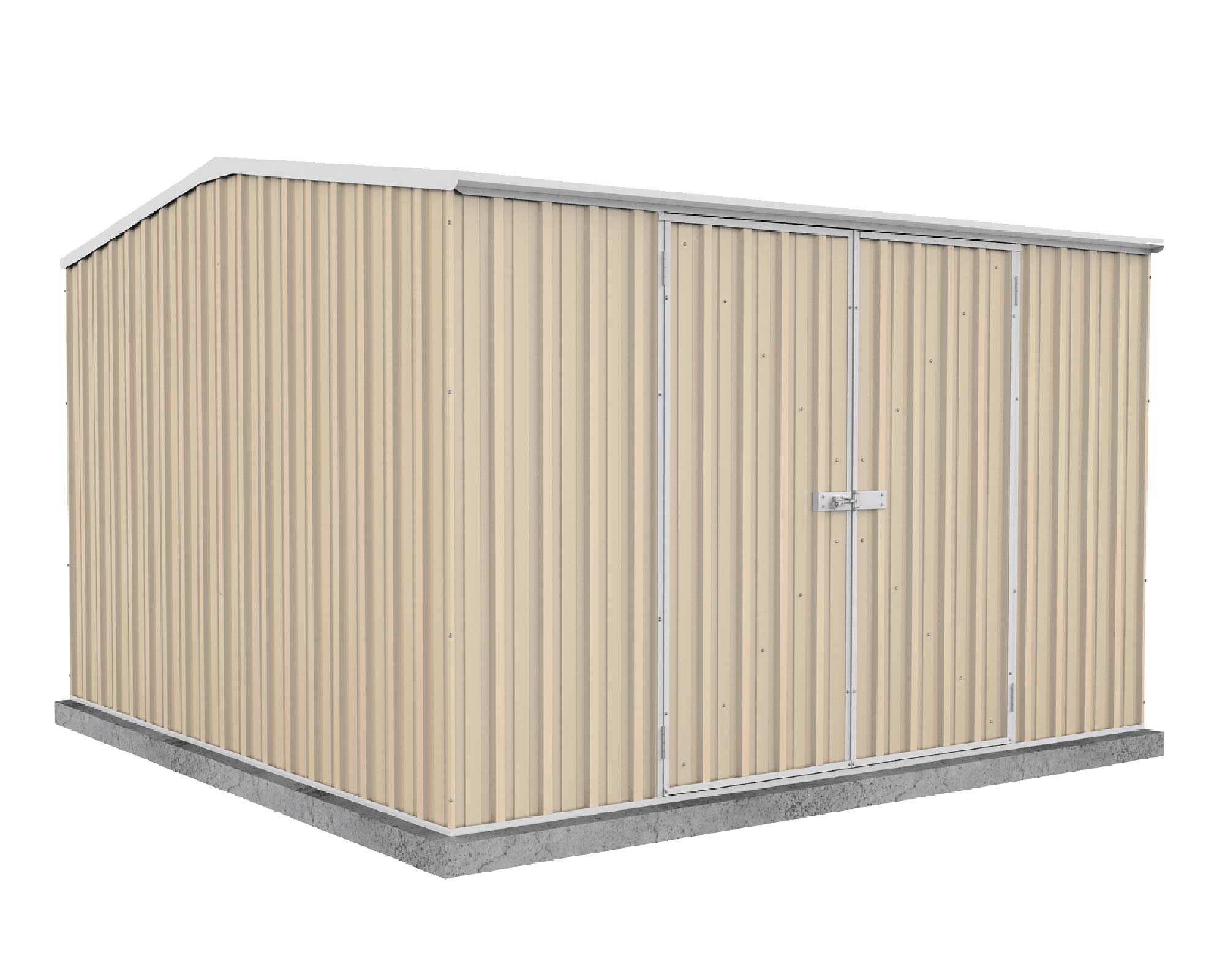 ABSCO Eco-Nomy Shed with Double Doors Kit - 3mx 3m x 2.06m - Cream