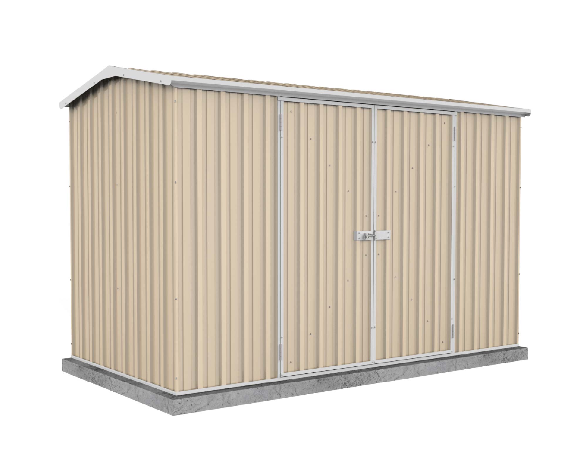Premier Garden Shed with Double Doors Kit 3m x 1.52m x 1.95m in Classic Cream