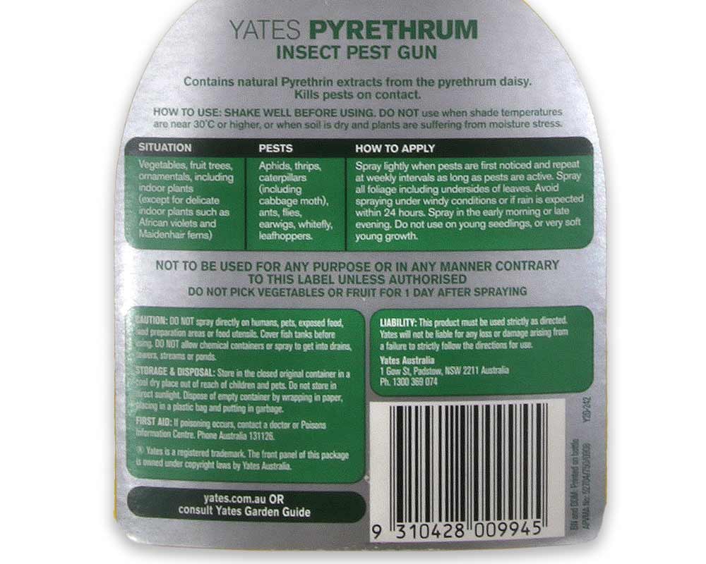 Pyrethrum - Yates, info panel
