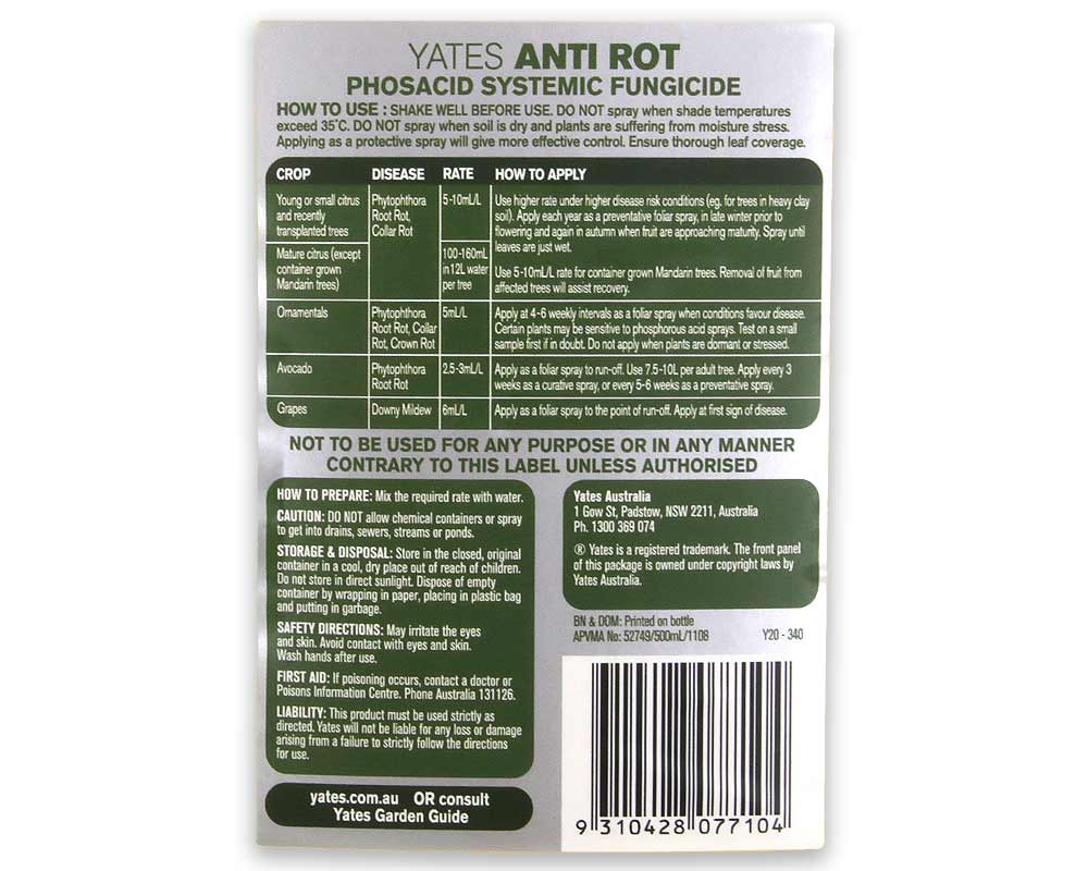 Yates Anti Rot Info Panel