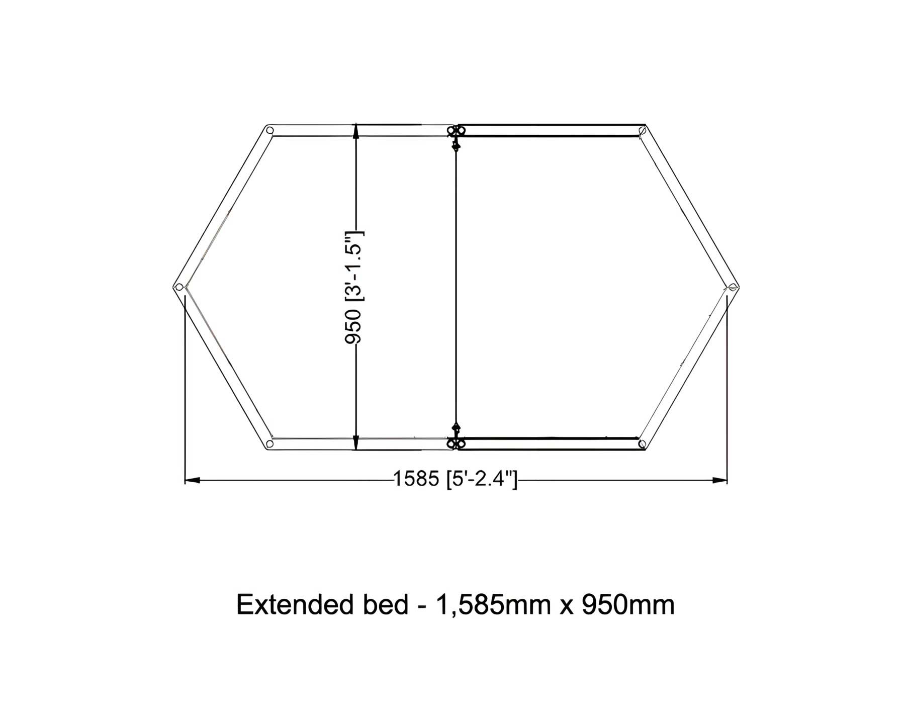 Dimensions of Ergo Raised Garden Bed with extension kit added