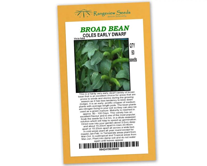 Broad Beans Coles Early Dwarf - Rangeview Seeds