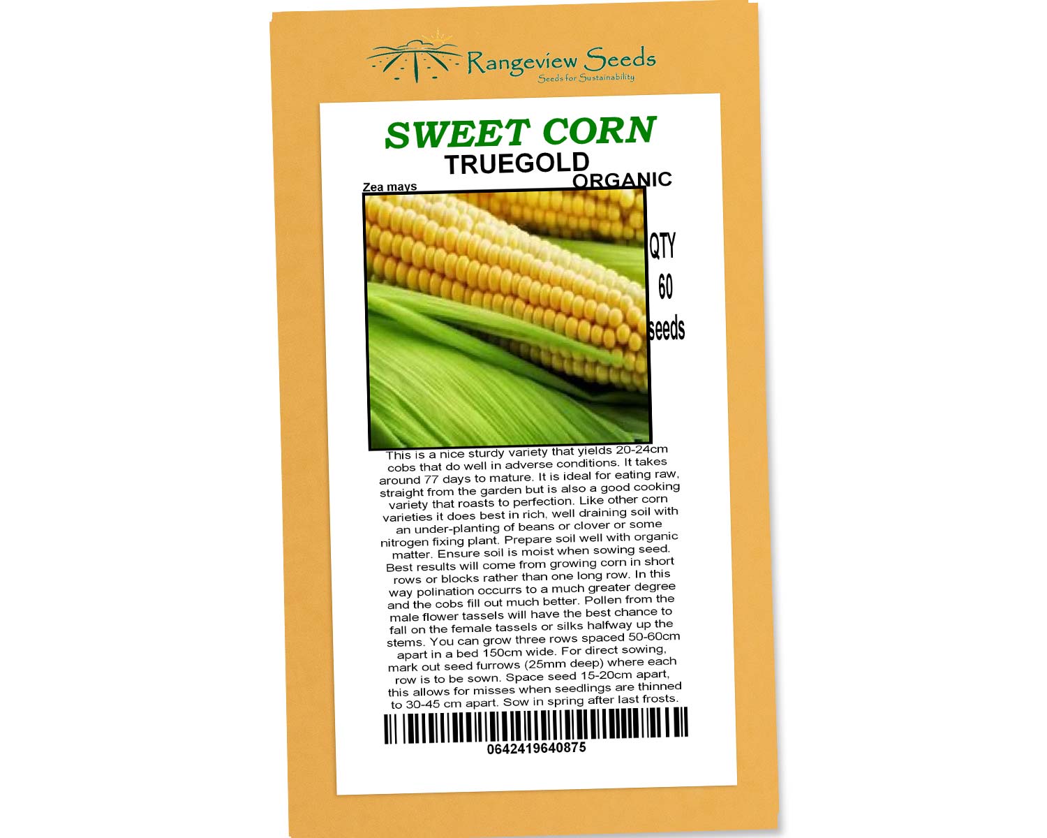 Sweetcorn Truegold Organic - Rangeview Seeds