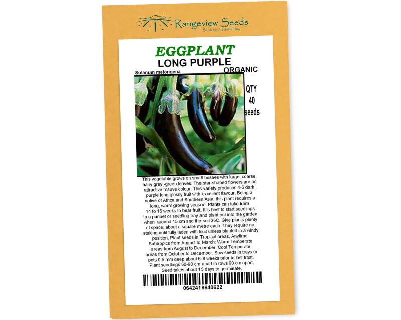 Eggplant Long Purple Organic - Rangeview Seeds