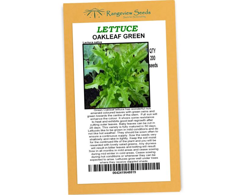 Lettuce Oakleaf Green Organic - Rangeview Seeds