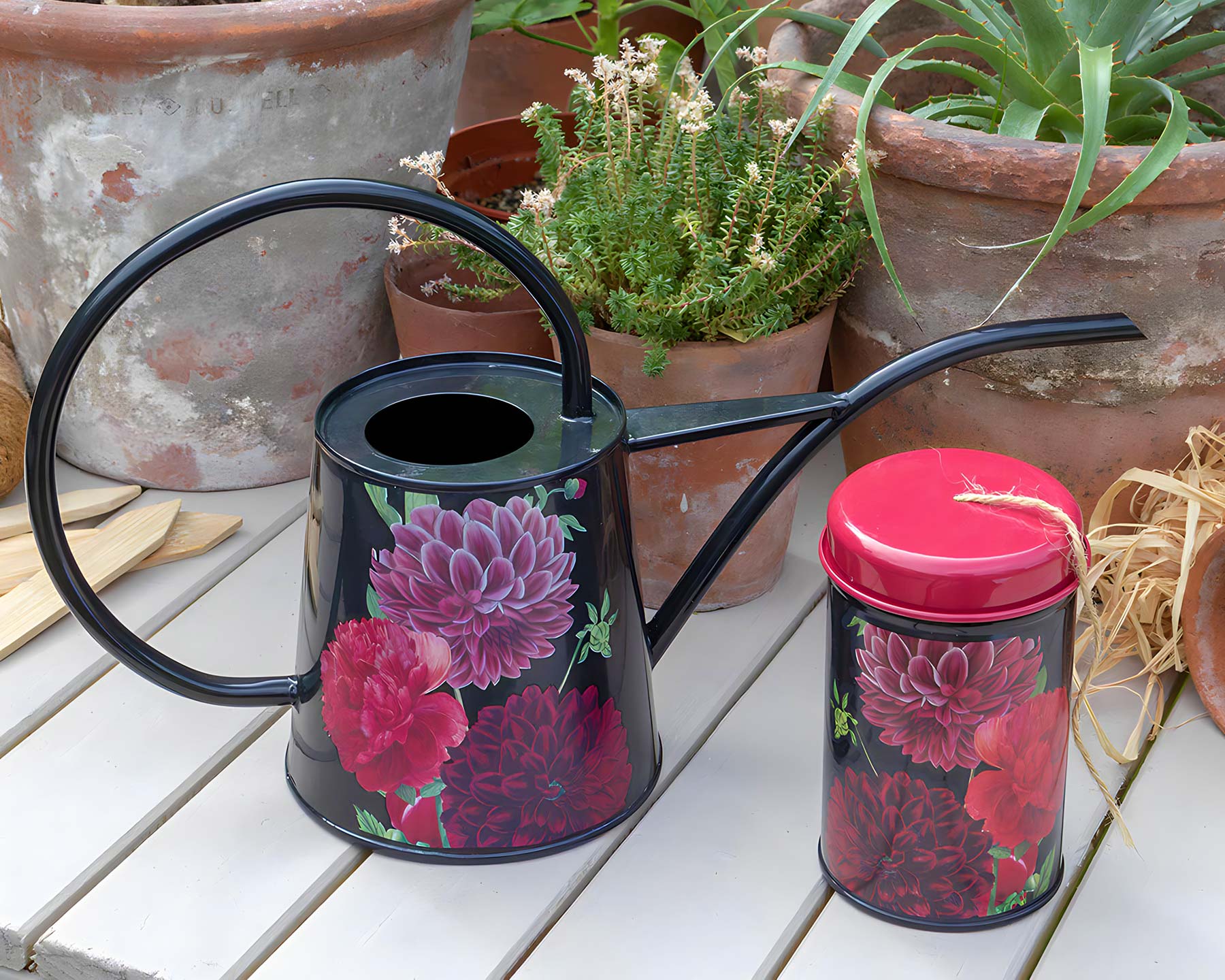 Indoor watering can by Burgon and Ball. British Bloom design is part of the RHS Floral series