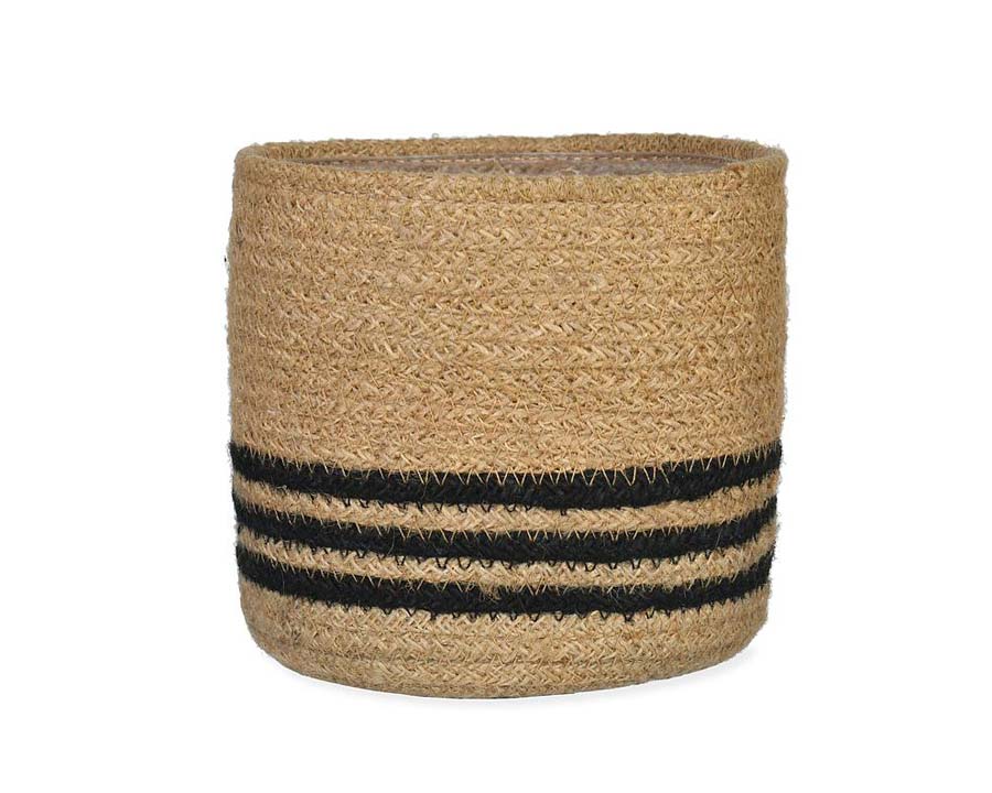 Striped Jute pot with waterproof lining