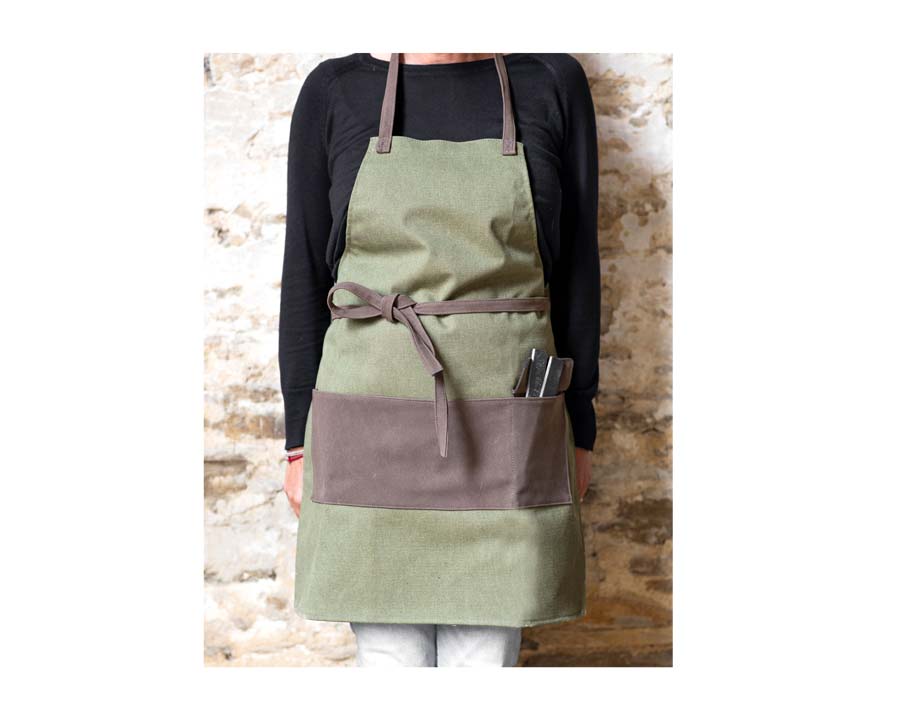 Canvas Garden Apron with faux leather straps and pockets