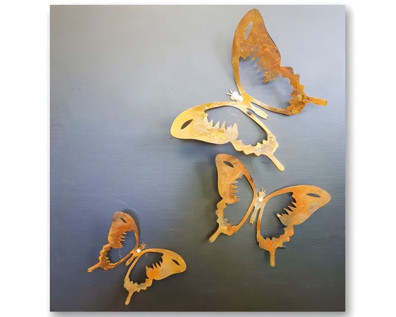 Set of three wing tailed butterflies - decorative garden art