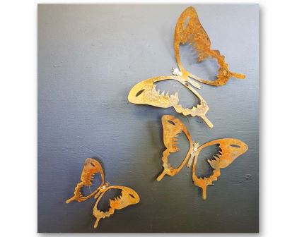 Set of three wing tailed butterflies - decorative garden art