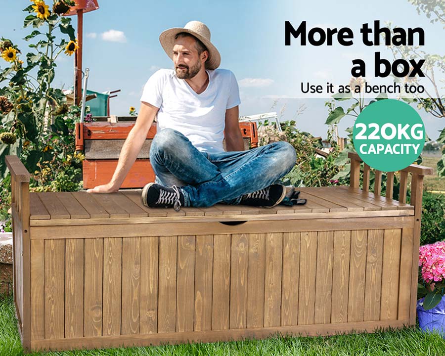 Outdoor wooden garden storage box / bench