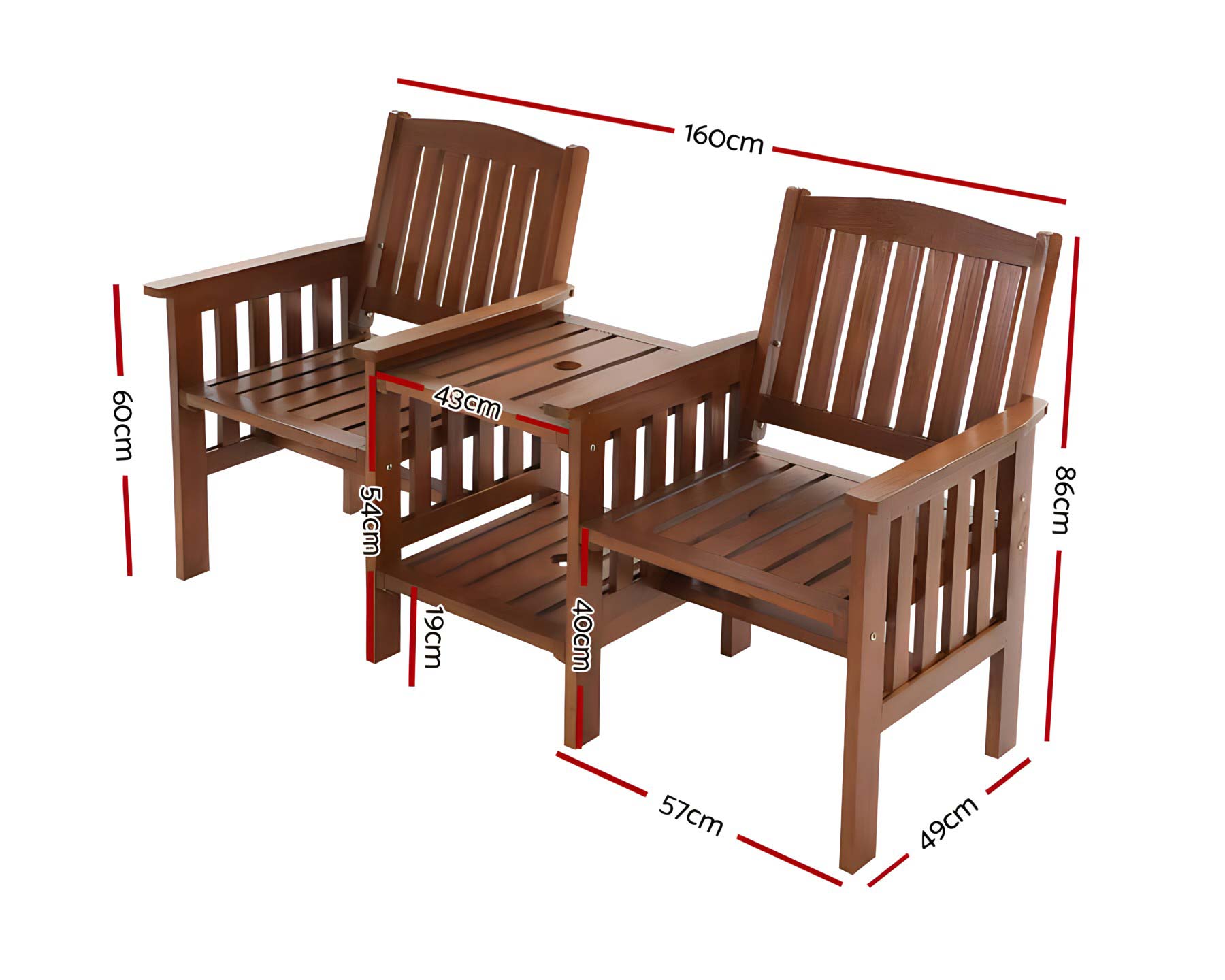 Dimensions - 2 Seater Garden Armchairs and Table Set